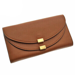 Chloe Georgia Long Wallet Zipper Brown Leather